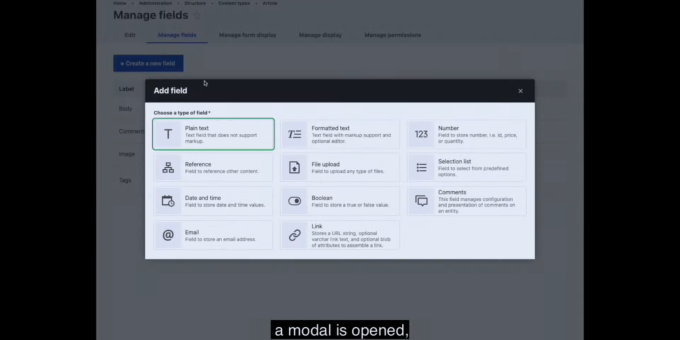 modal for fields